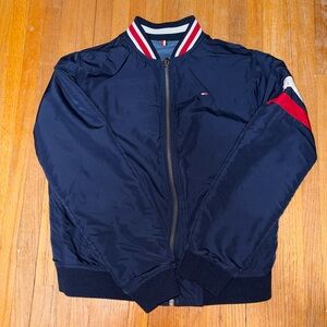 Tommy Hilfiger Navy Reversible Bomber Jacket with Red & White Trim